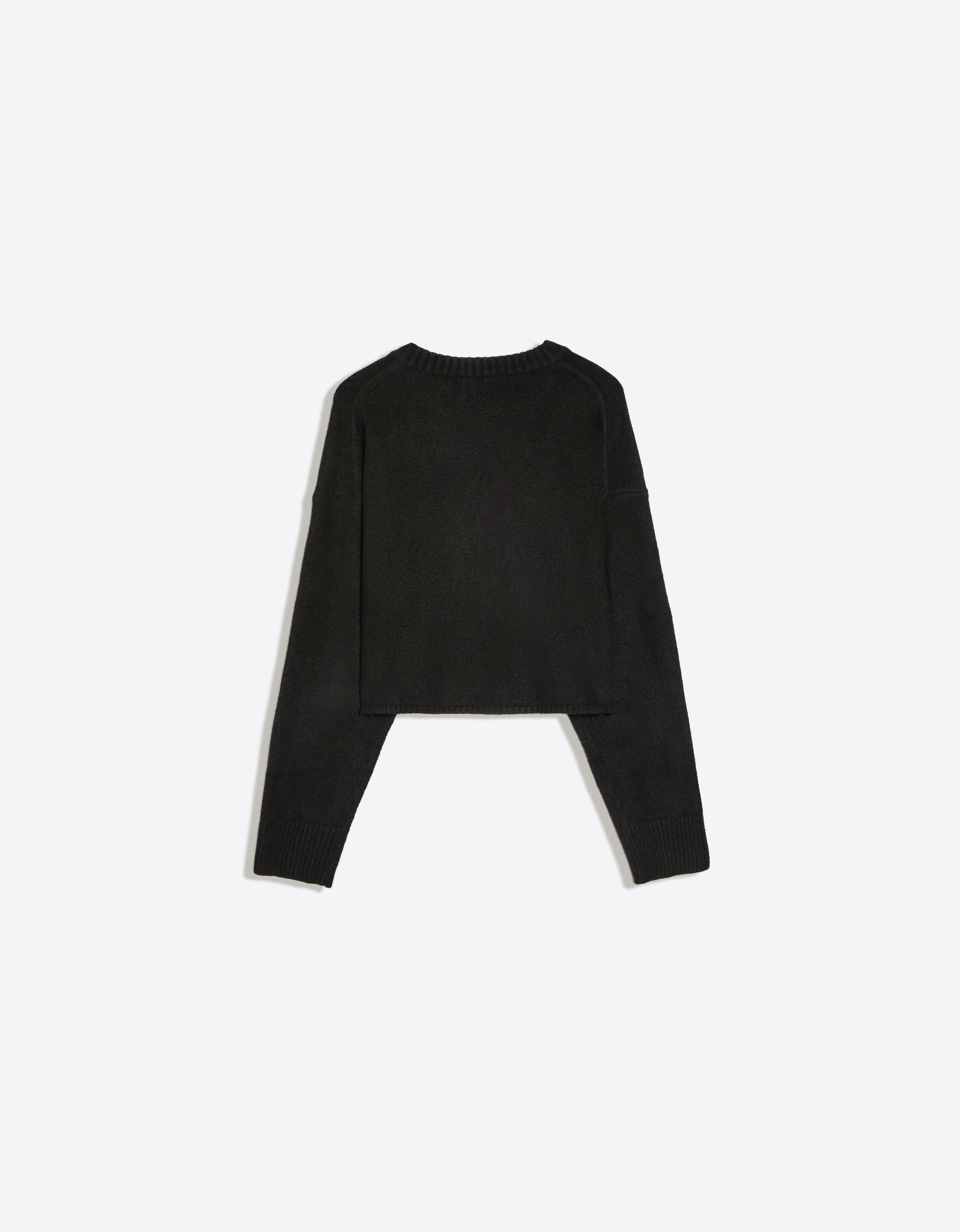 Soft touch round neck jacket — Black