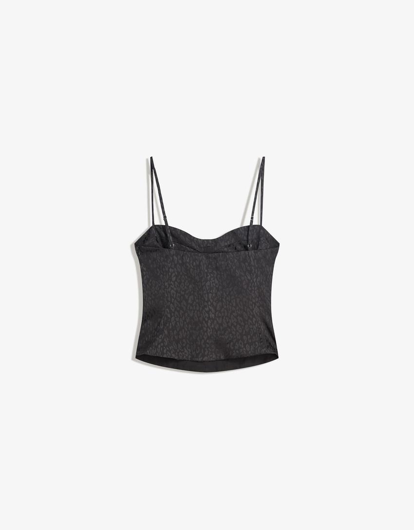 Jacquard corset top-Black-4