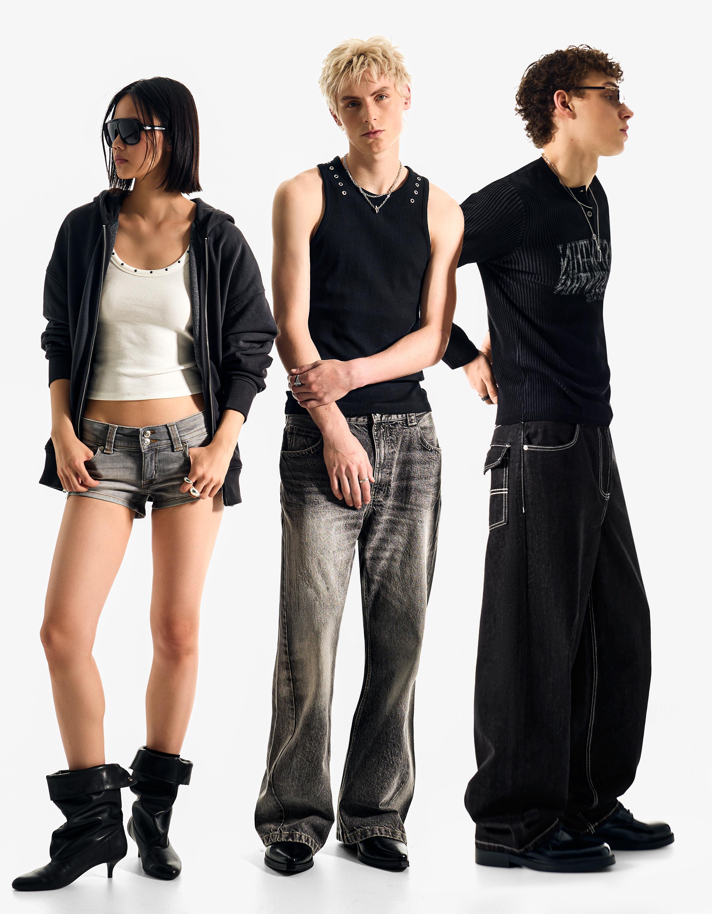 Baggy flared jeans — Dark grey