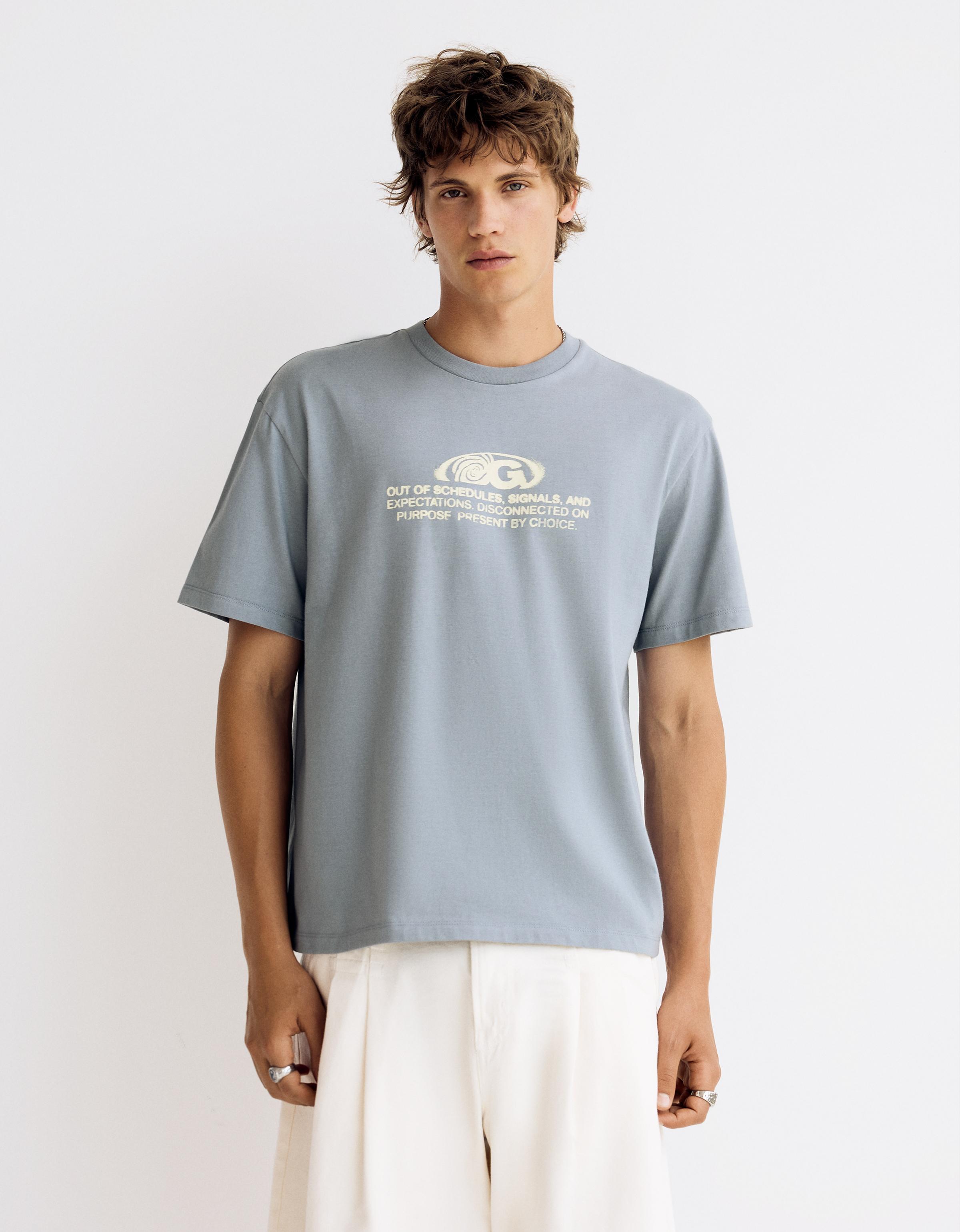 Camiseta Manga Corta Print Hombre M Gris