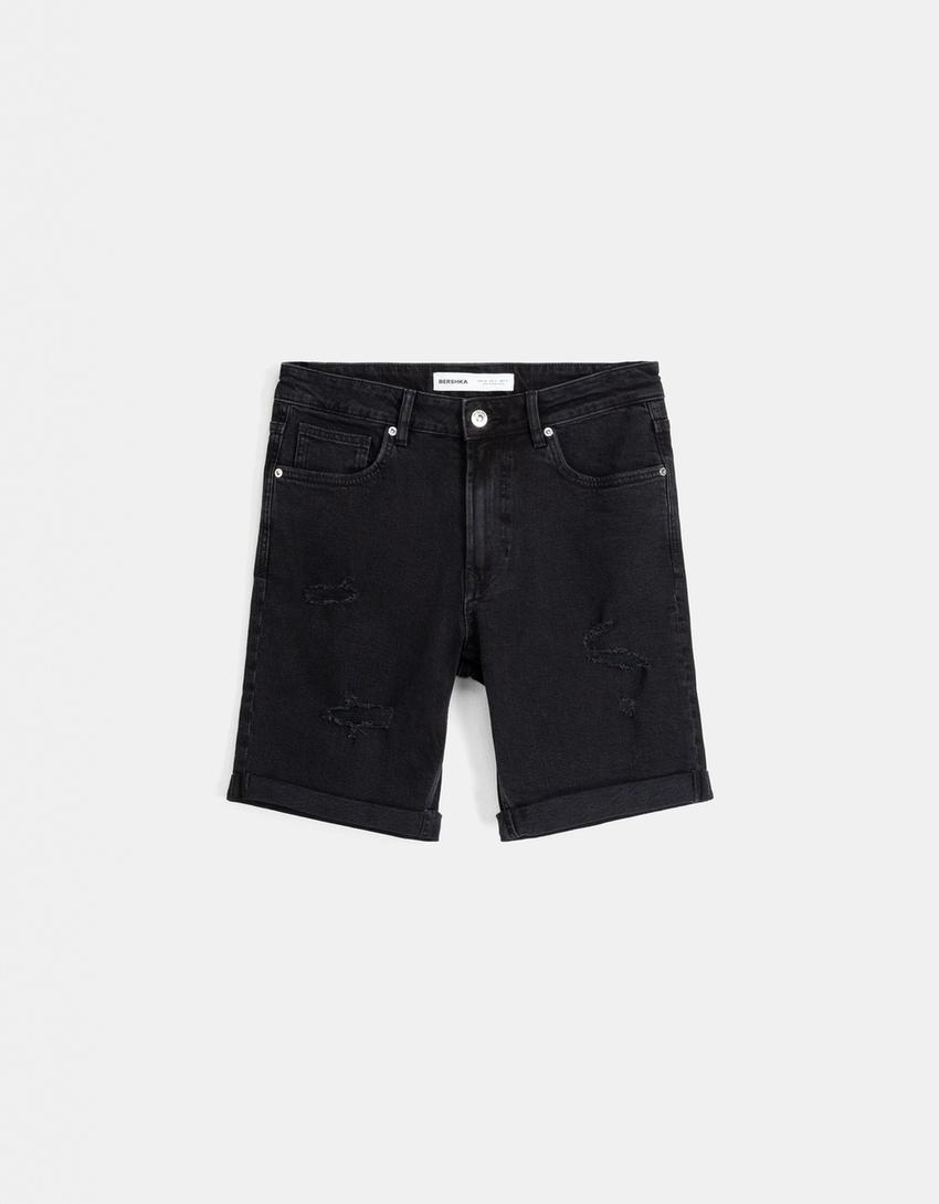 Bermudas skinny rotos-Negro-4