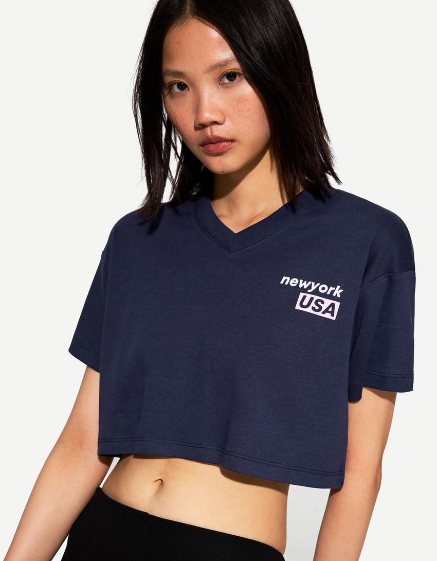Camiseta manga corta print-Marino-2