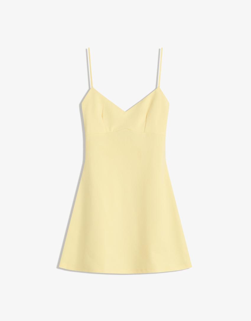 Vestido mini de alças-Amarelo-4