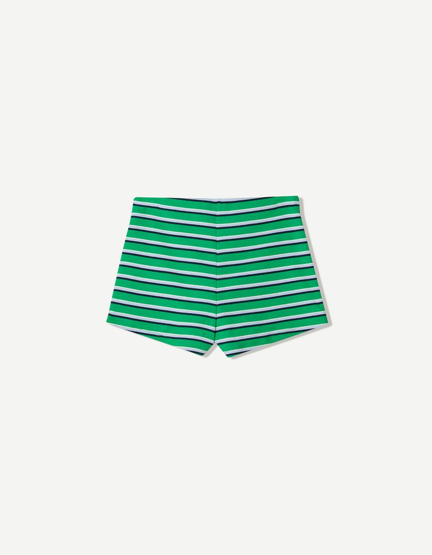 Pantaloni scurți rustici cu dungi-Verde-4