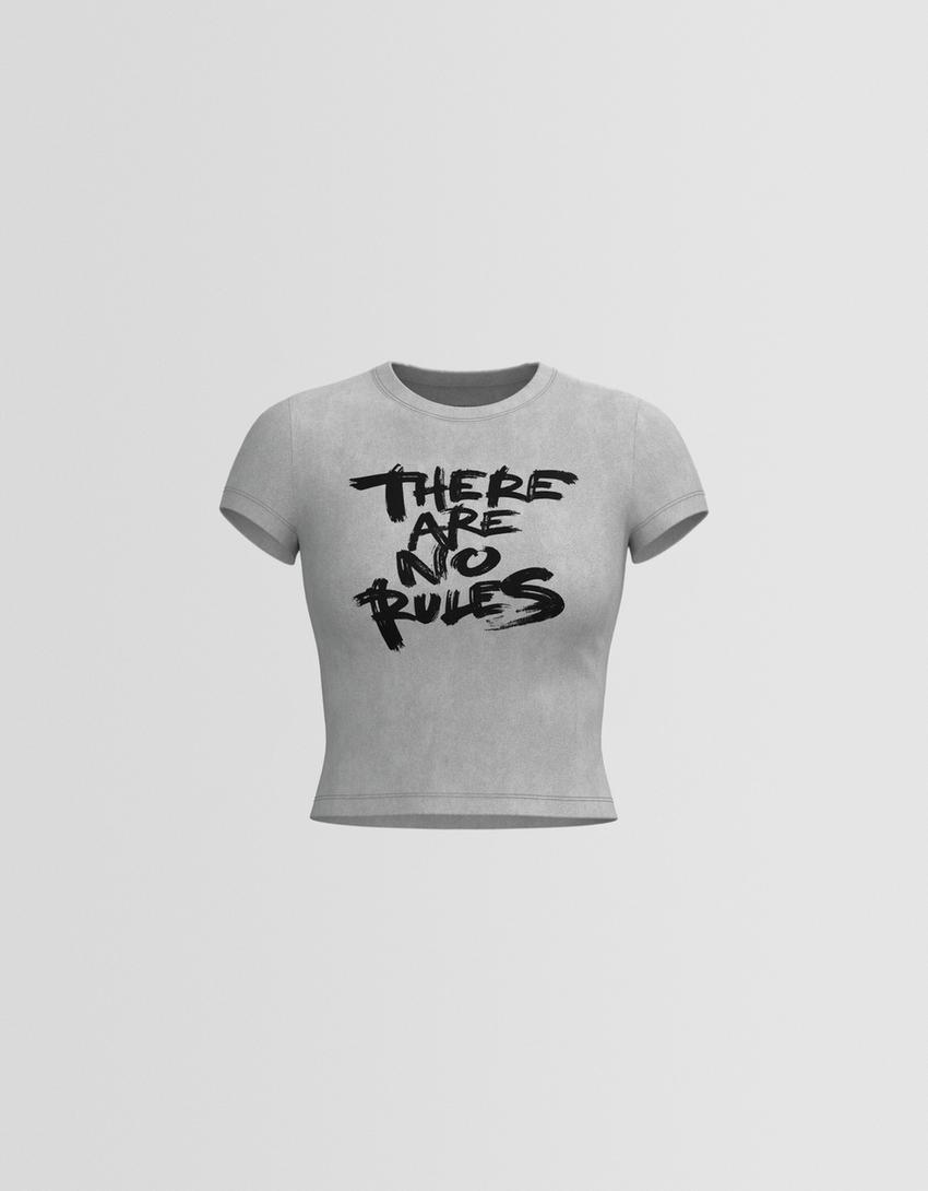 Camiseta manga corta print-Gris