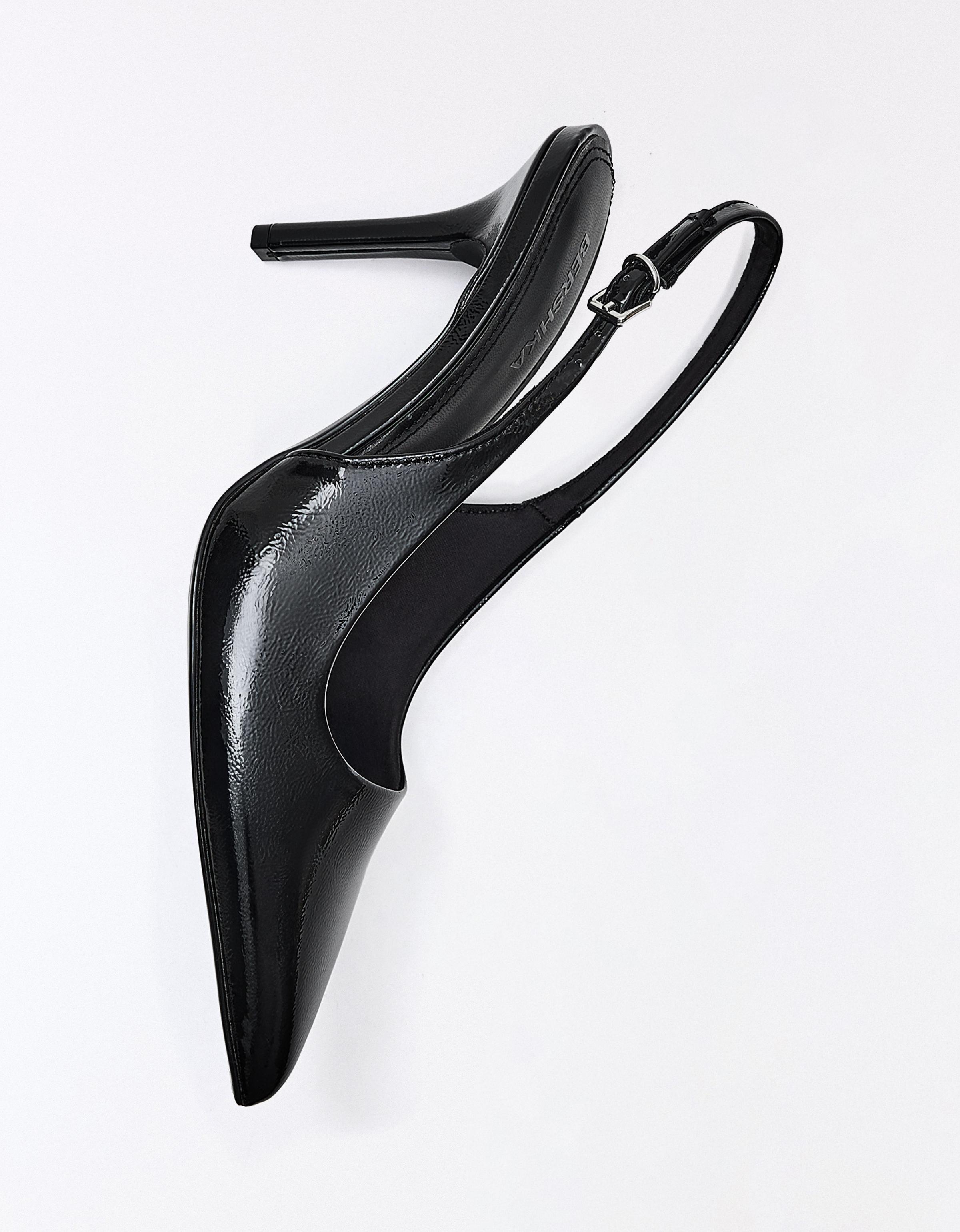 High-heel slingback shoes — BLACK