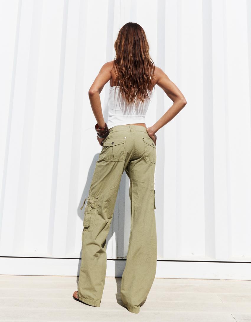 Trousers with pockets-Khaki