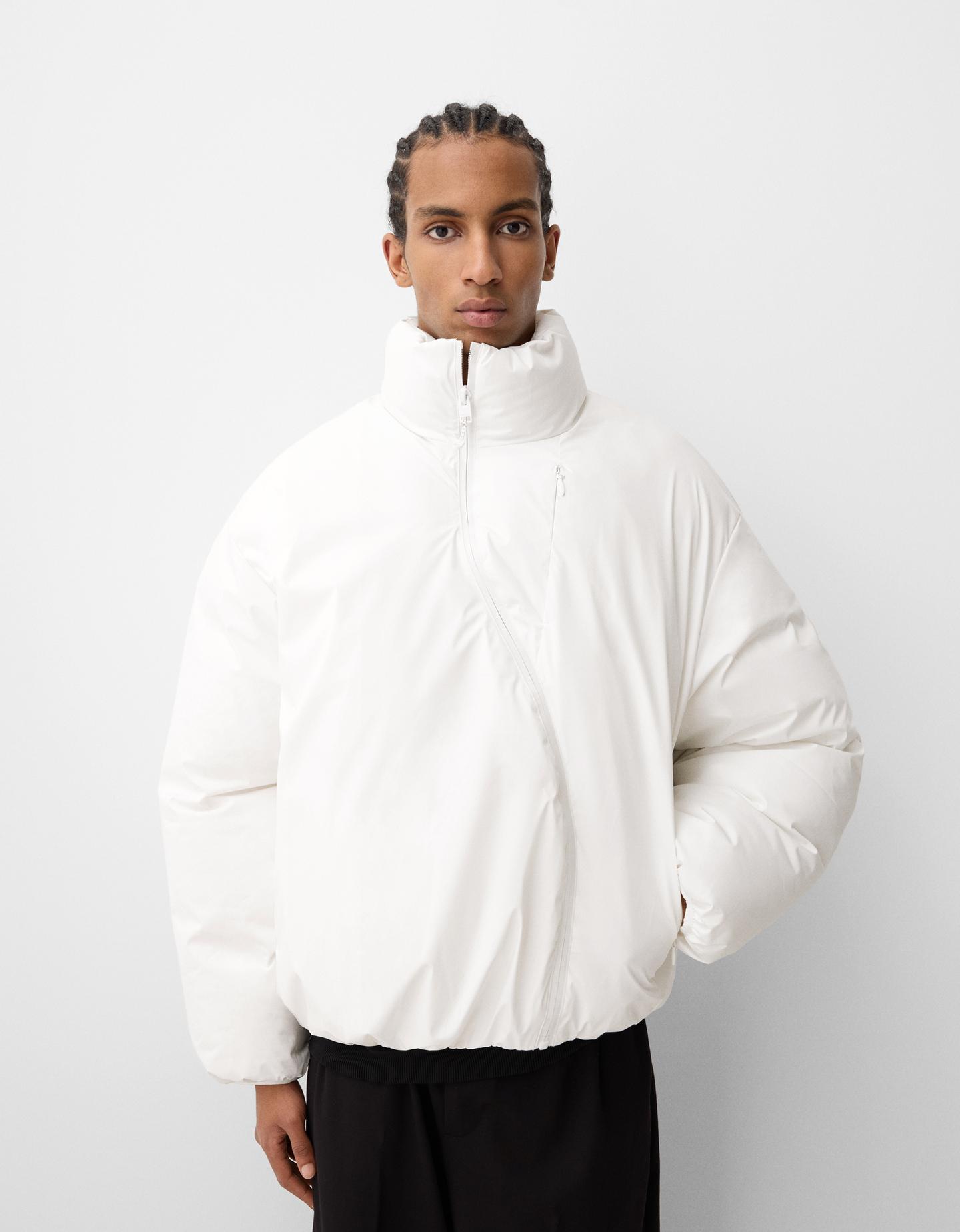 Bershka Cazadora Puffy Hombre M Blanco