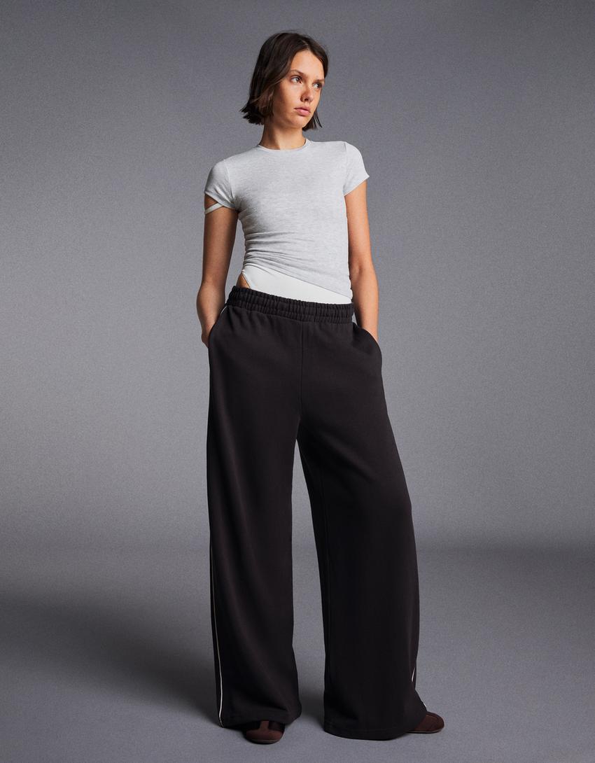 Pamuklu jogger fit pantolon-Gri