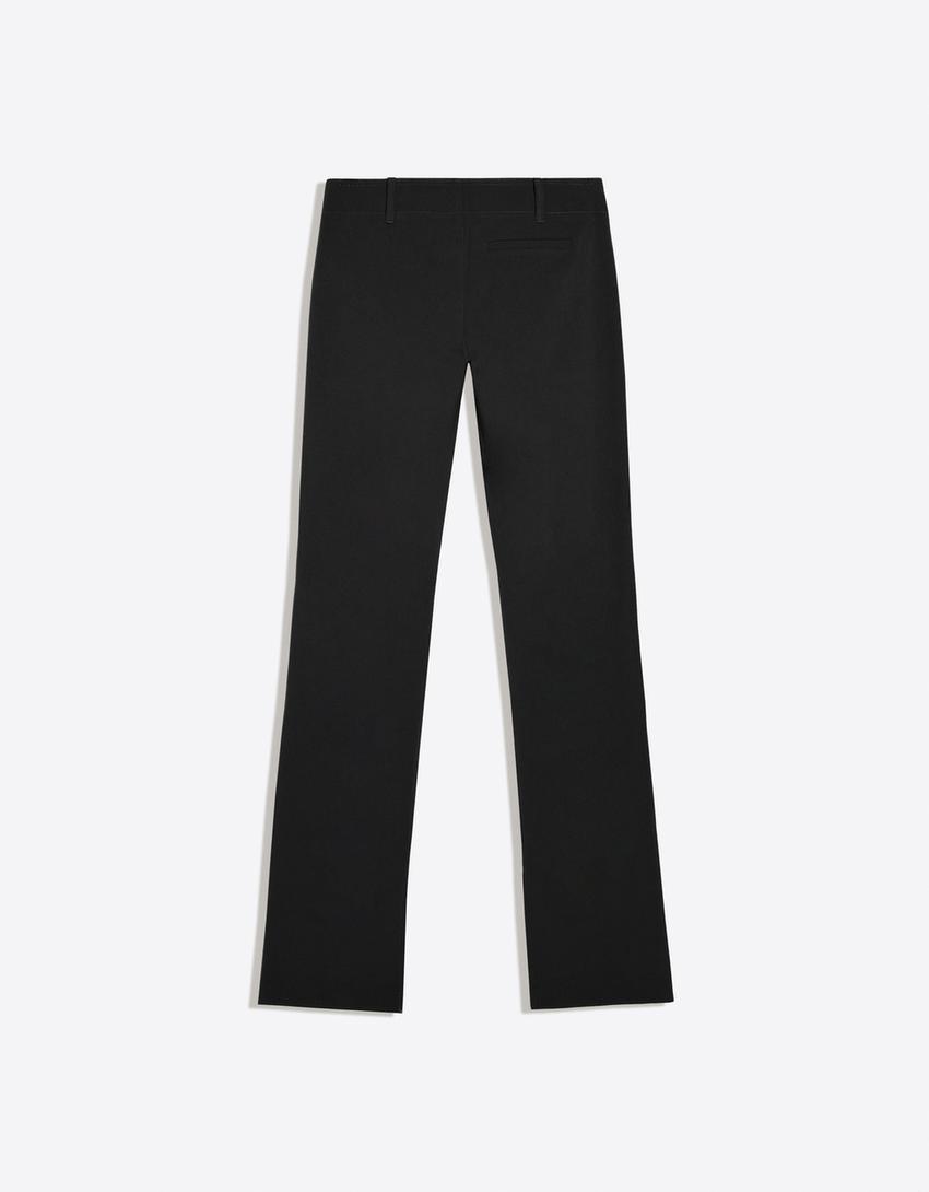 Low-rise slim fit trousers-Black