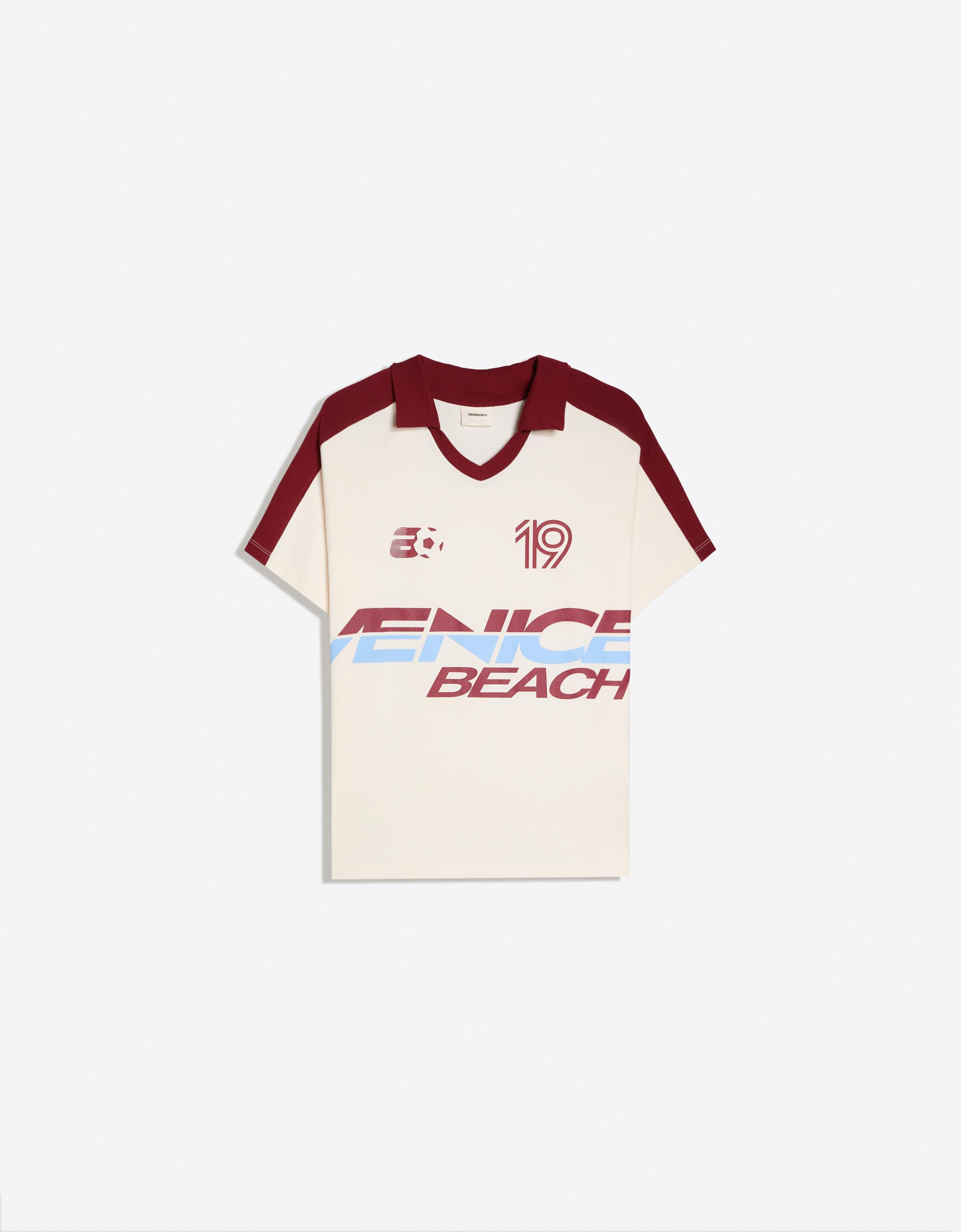 Retro print polo shirt — Maroon
