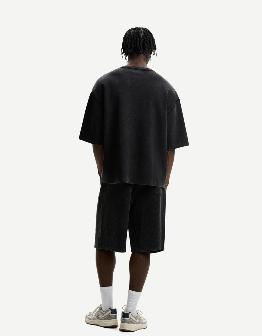 T-shirt à manches courtes oversize-Gris-2