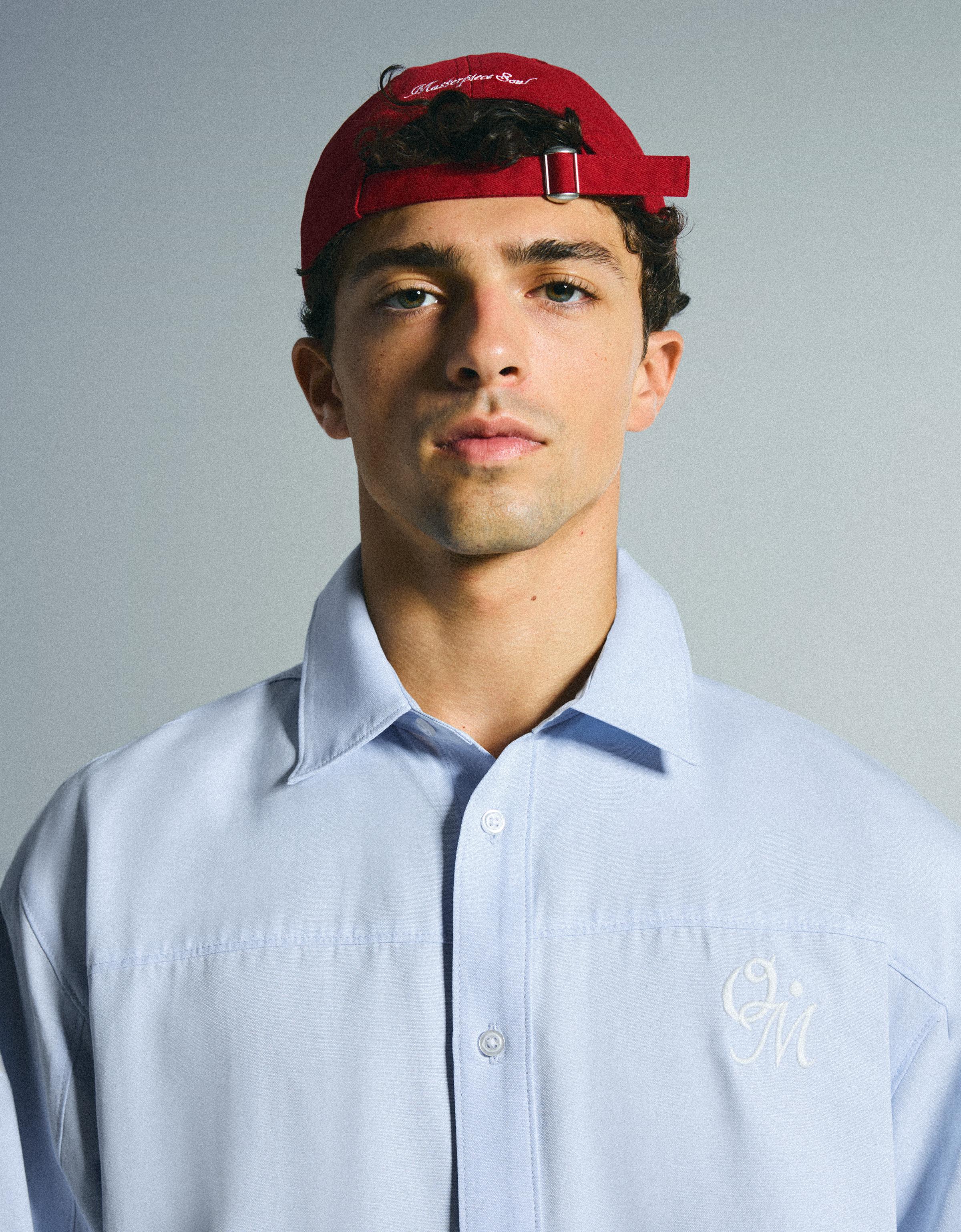 Long sleeve print shirt — Light blue