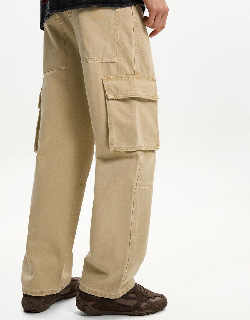 Jean baggy cargo-Camel-2