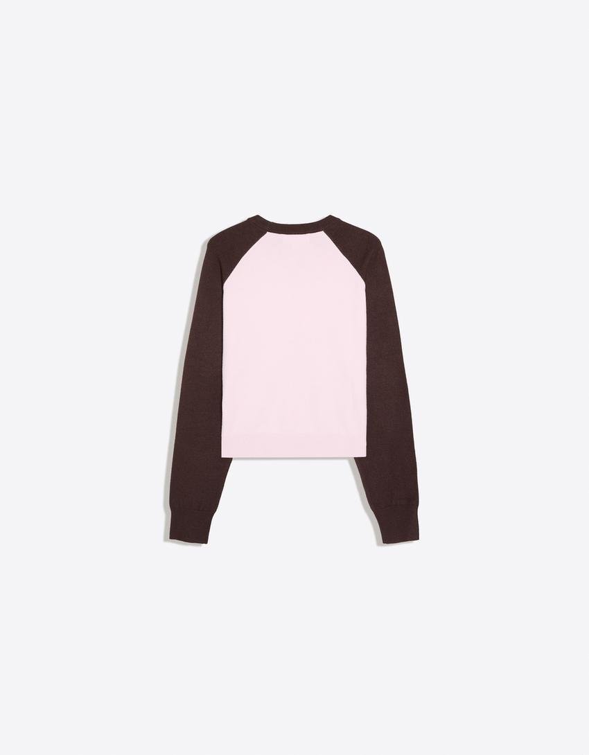 Maglia girocollo con maniche raglan-Rosa