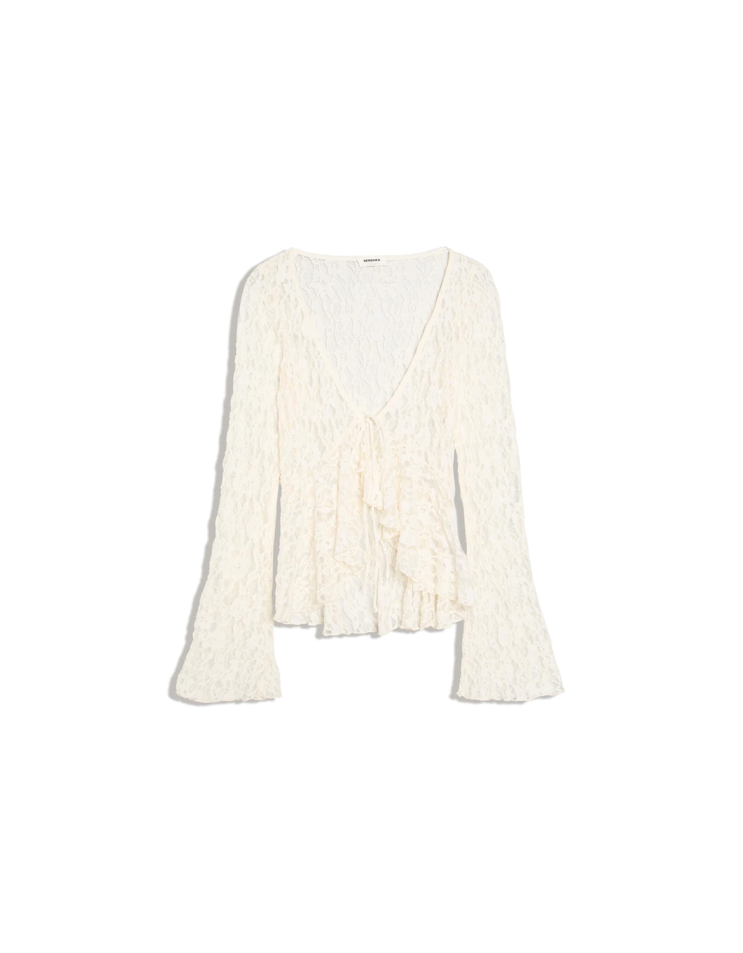 Lace ruffle jacket — Cream