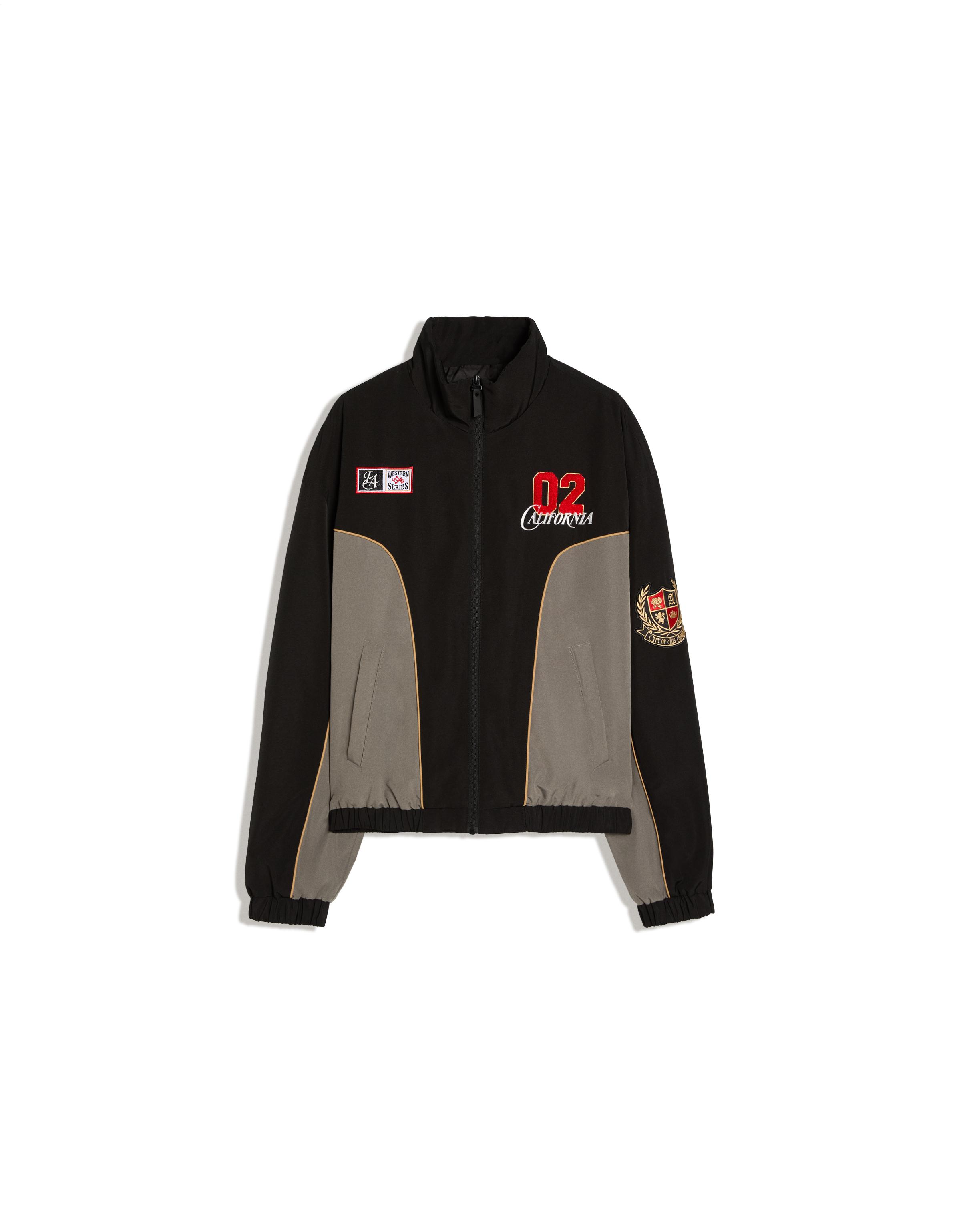Printed zip-up jacket — Black