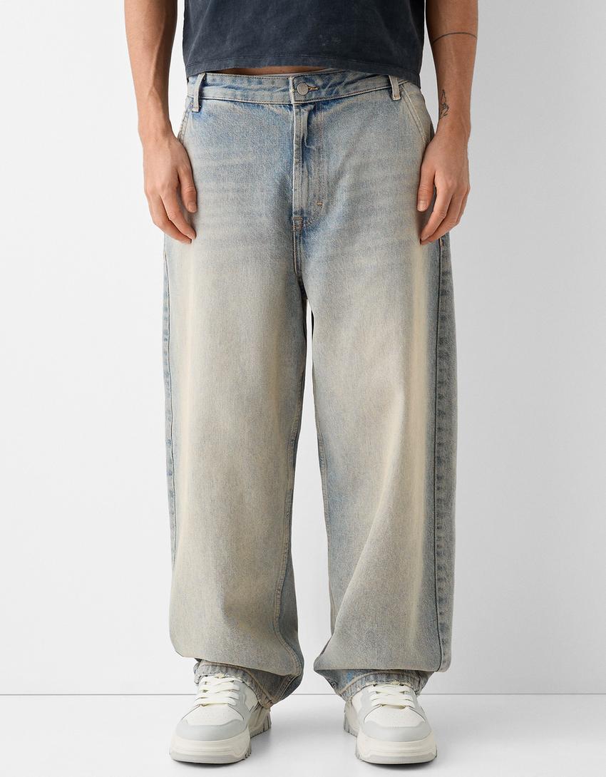 Jeans skater fit efeito lavado-Azul lavado-1