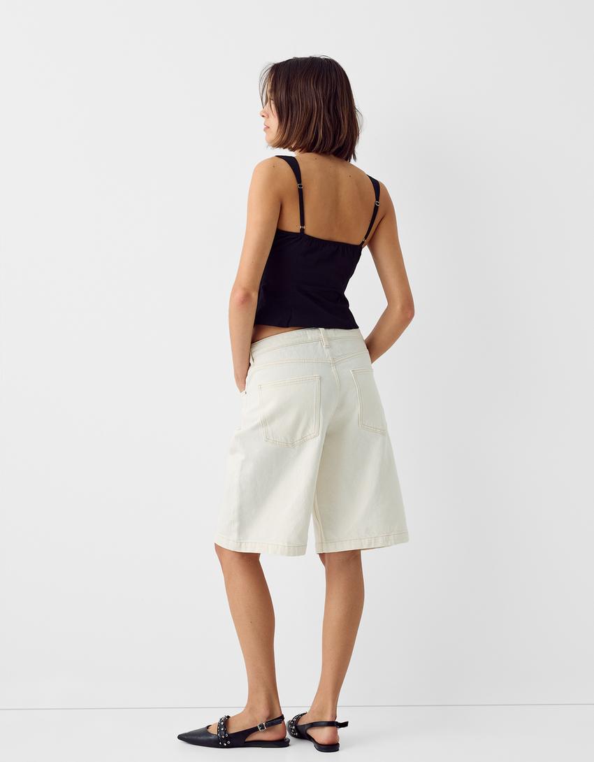 توب بوبلين بحمالات وتفصيل حافة دانتيل-أسود-1