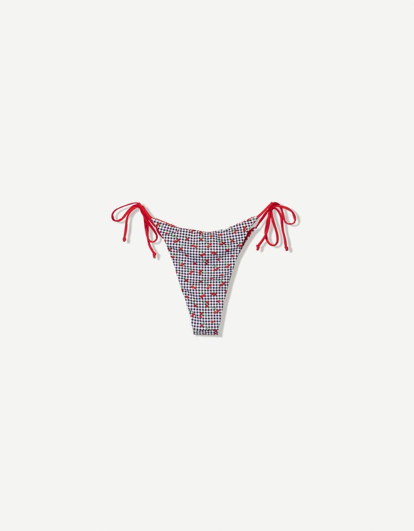Bas de bikini vichy cerises-Noir