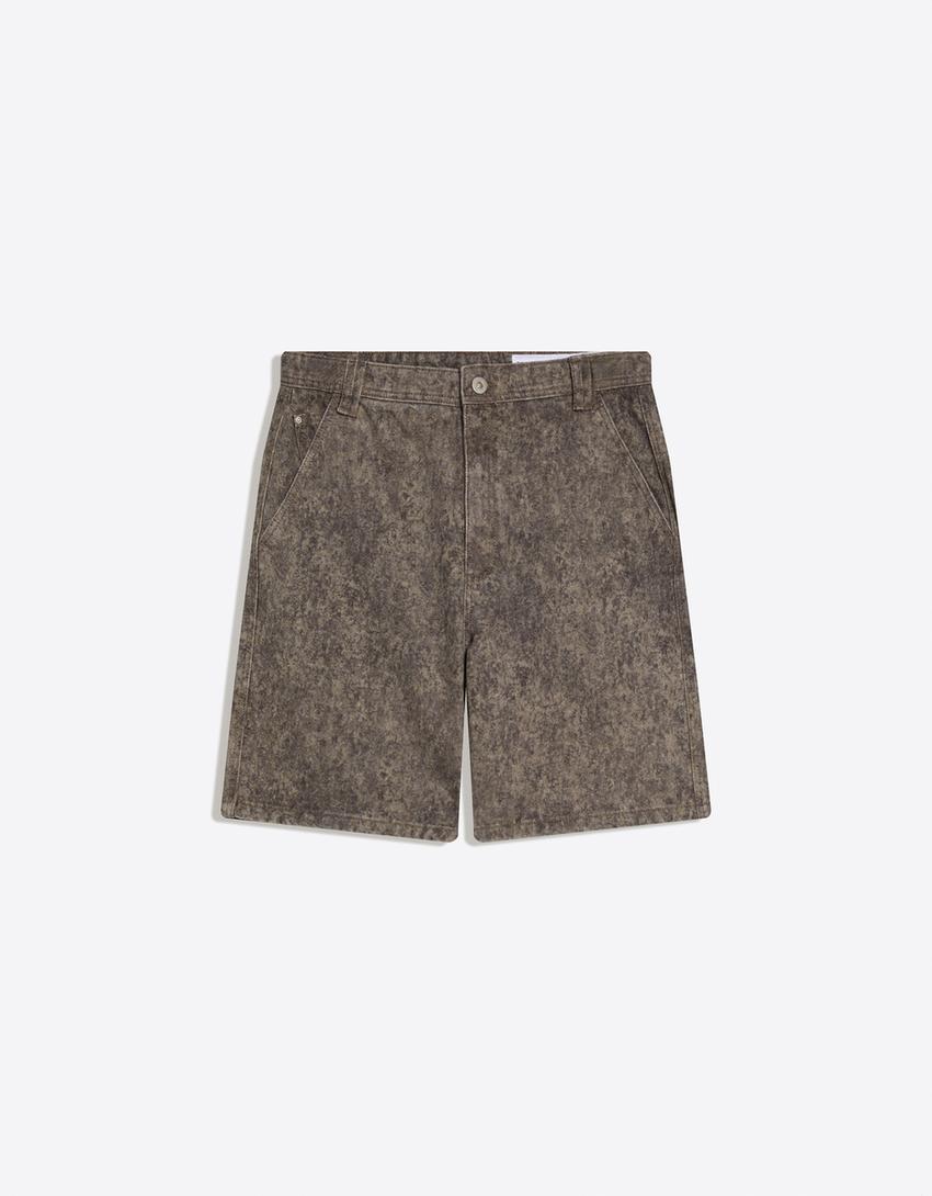 Baggy print Bermuda shorts-Dark grey
