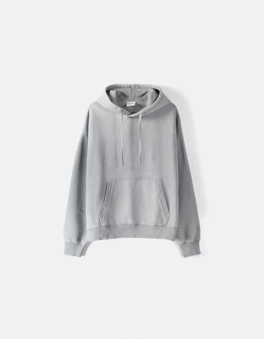 Faded-effect boxy fit hoodie-Grey-4