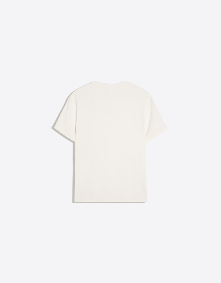 T-shirt côtelé slim fit-Blanc