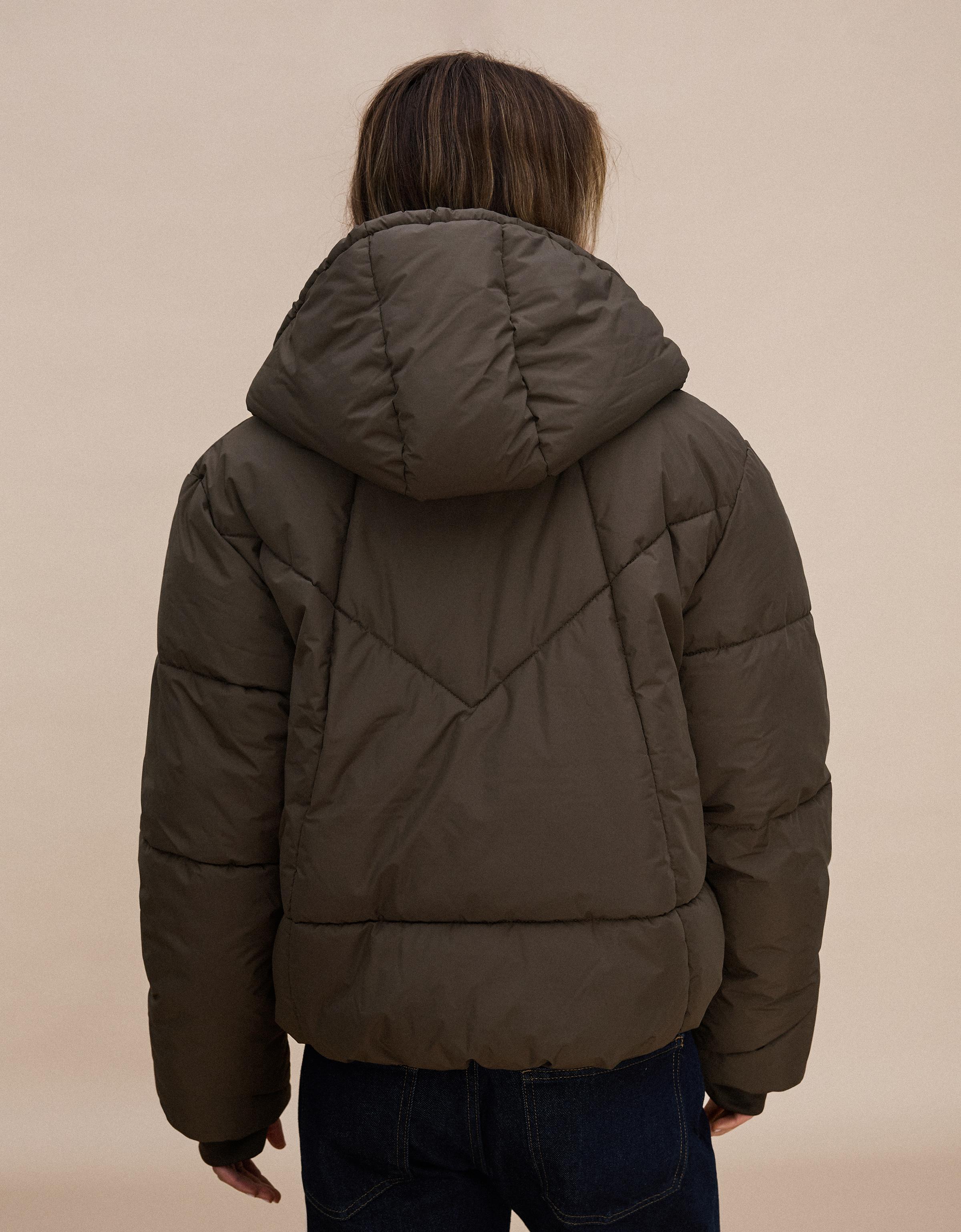 Hooded puffer jacket — Sand