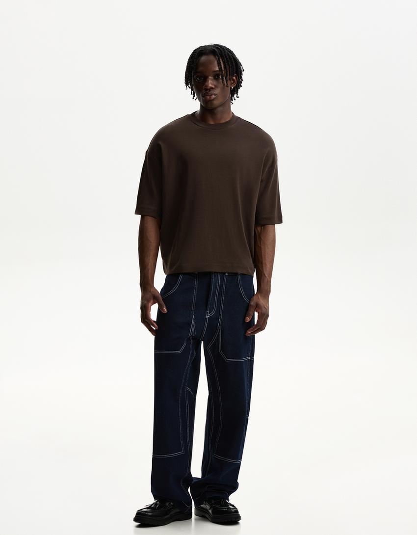 Boxy short sleeve T-shirt-Brown