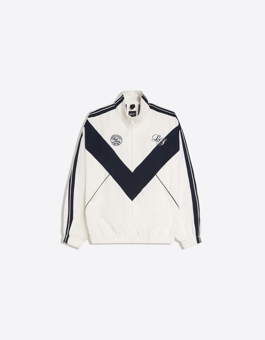 Blouson technique brodé-Blanc cassé