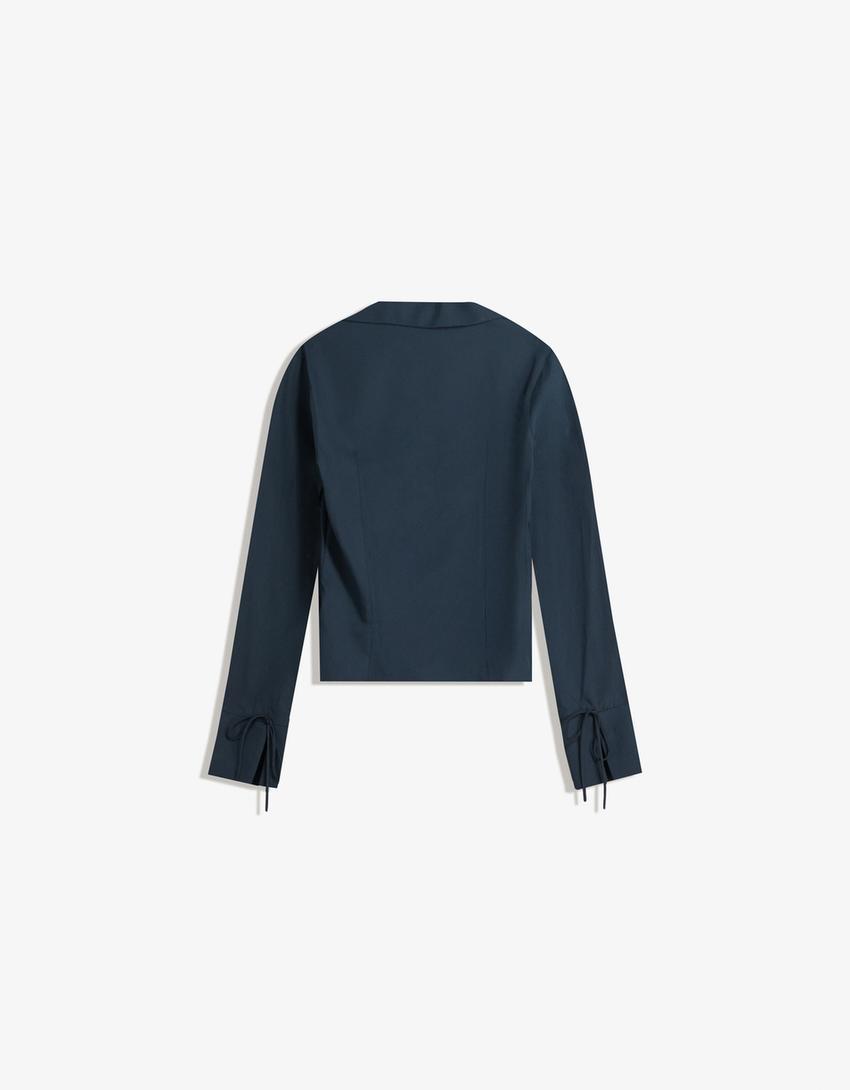 Chemise cintrée à nouer-Bleu-4