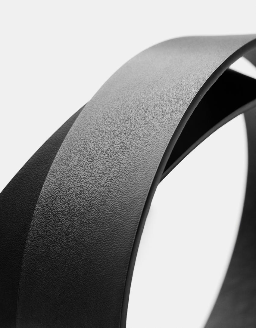 Wide leather effect belt-Black