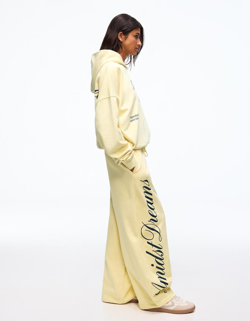 Sudadera capucha print-Amarillo