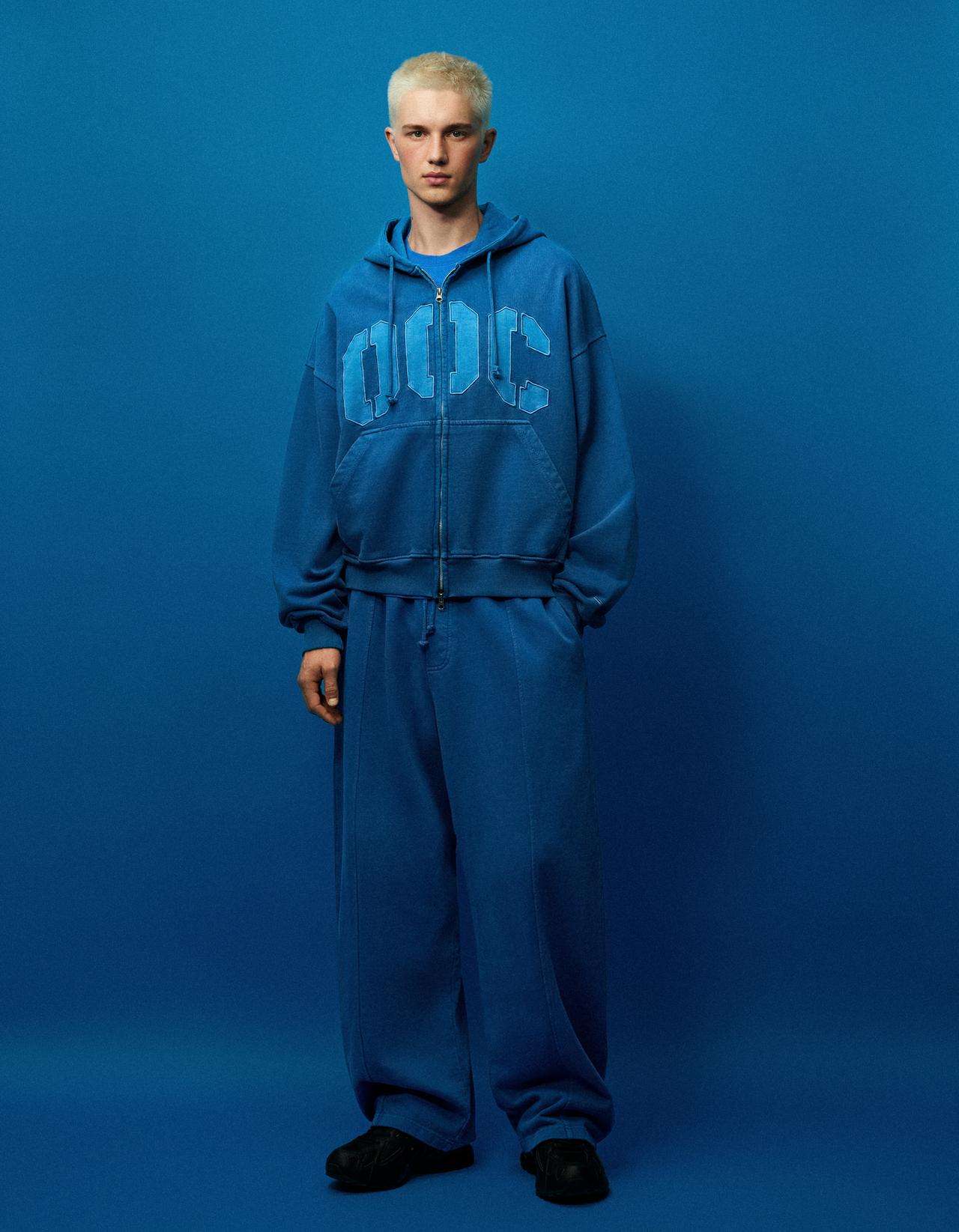 Hood sweatshirt with OUT OF CORE patch — Blue