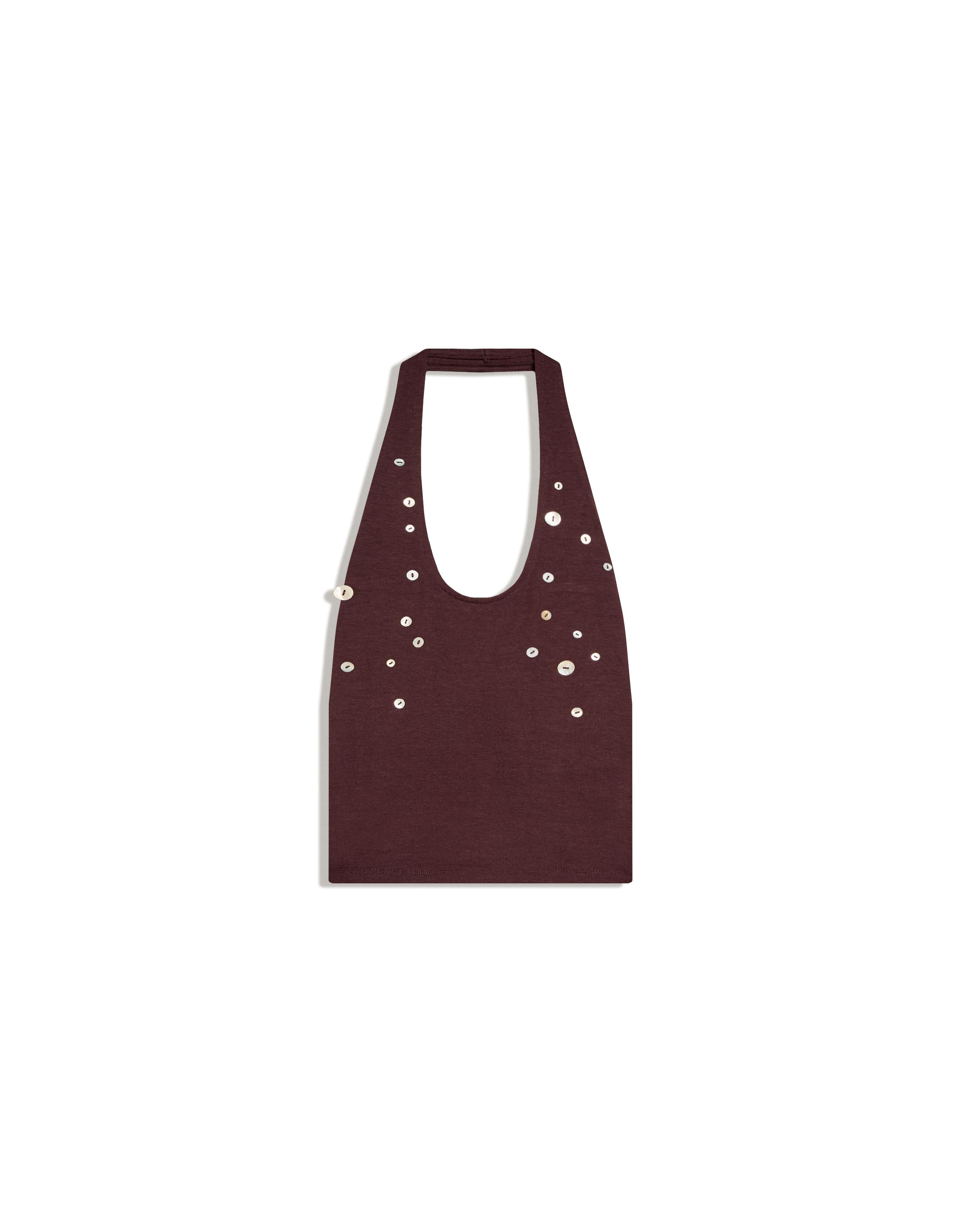 Halter yaka düğmeli bluz - Görsel 5