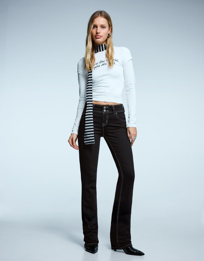 Jeans bootcut flaps-Gris