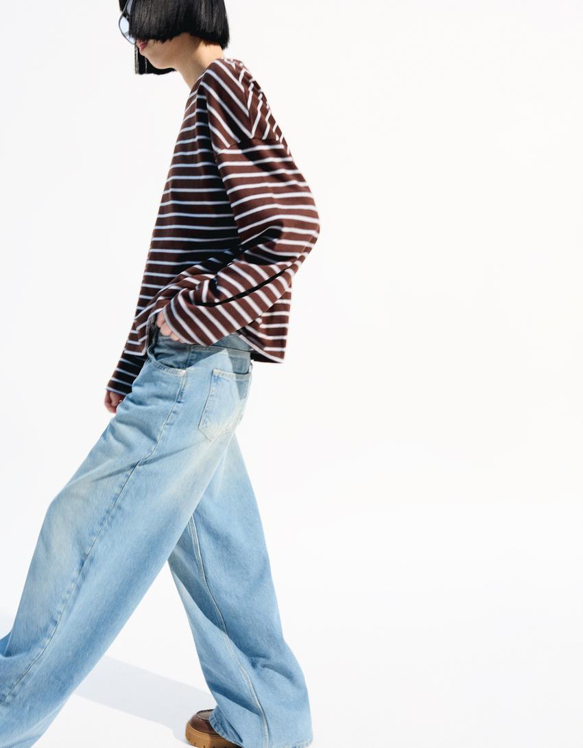 Wide-leg low-waist jeans Jeans BSK Teen Bershka - Main Image