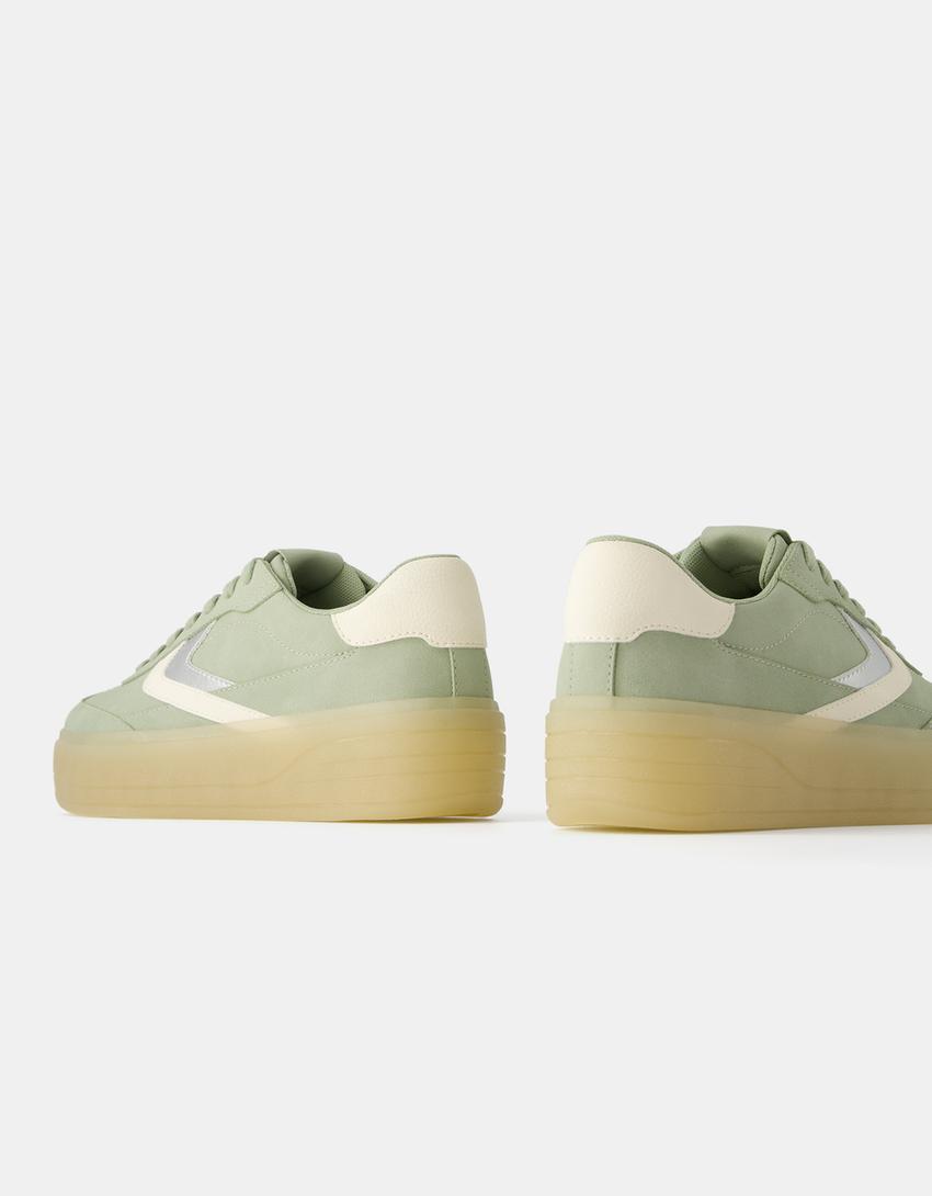 Sneakers rétro plateforme-Vert