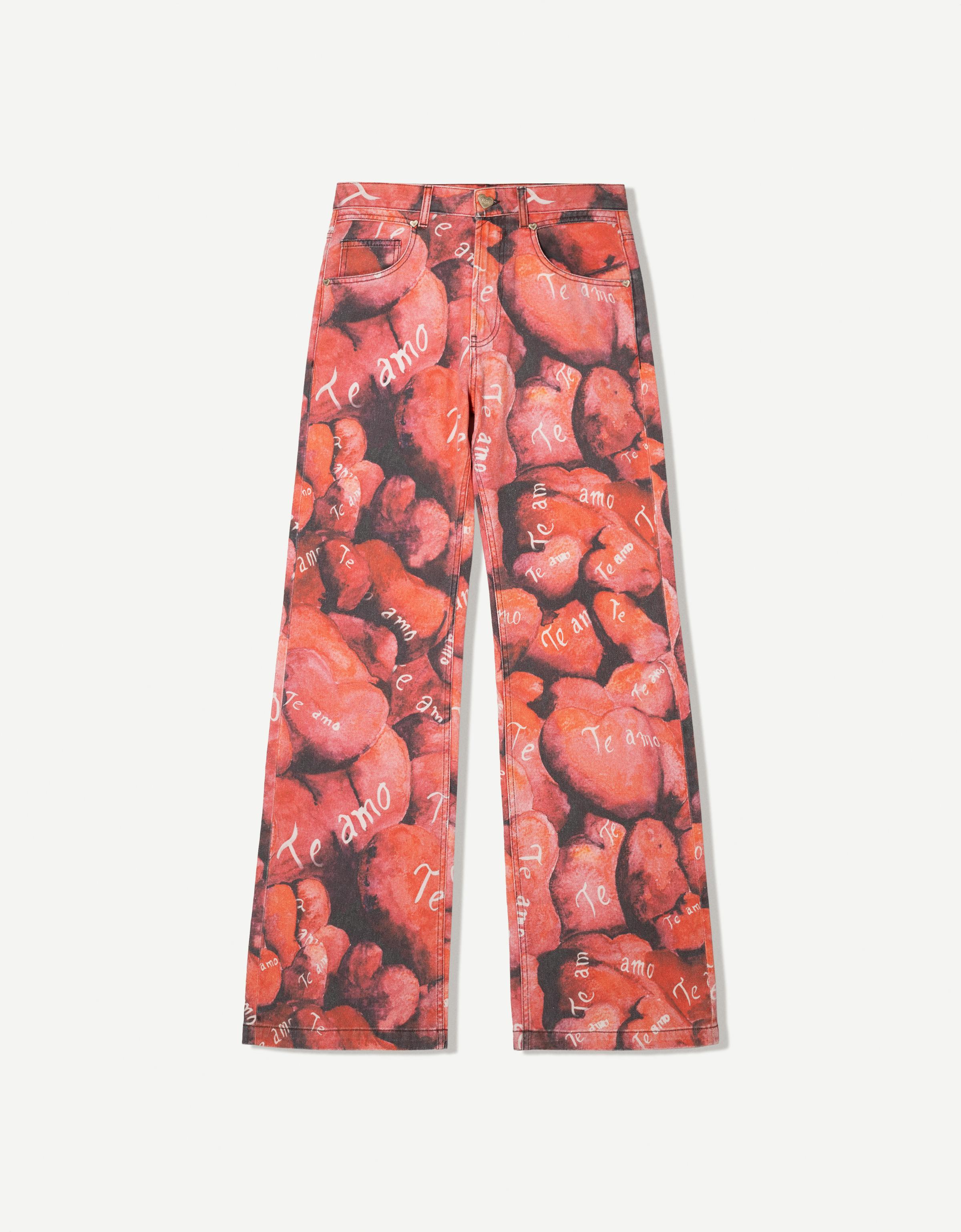 Bershka Ca7riel & Paco Amoroso Baggy-Schlaghose Herren 40 Rot