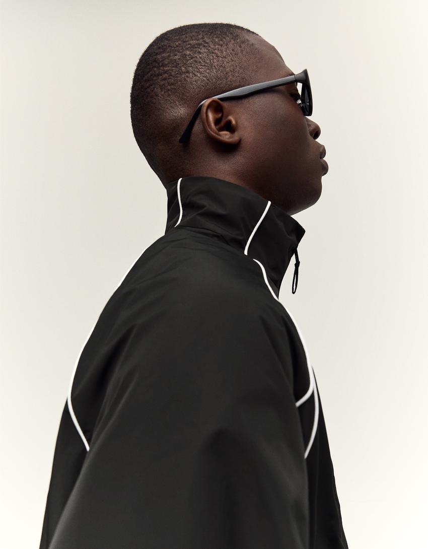 Contrast technical jacket-Black