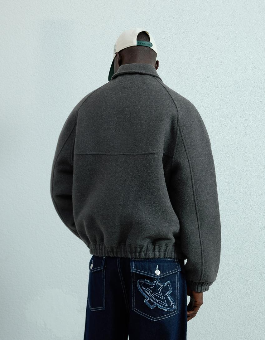 Cazadora paño trucker-Gris