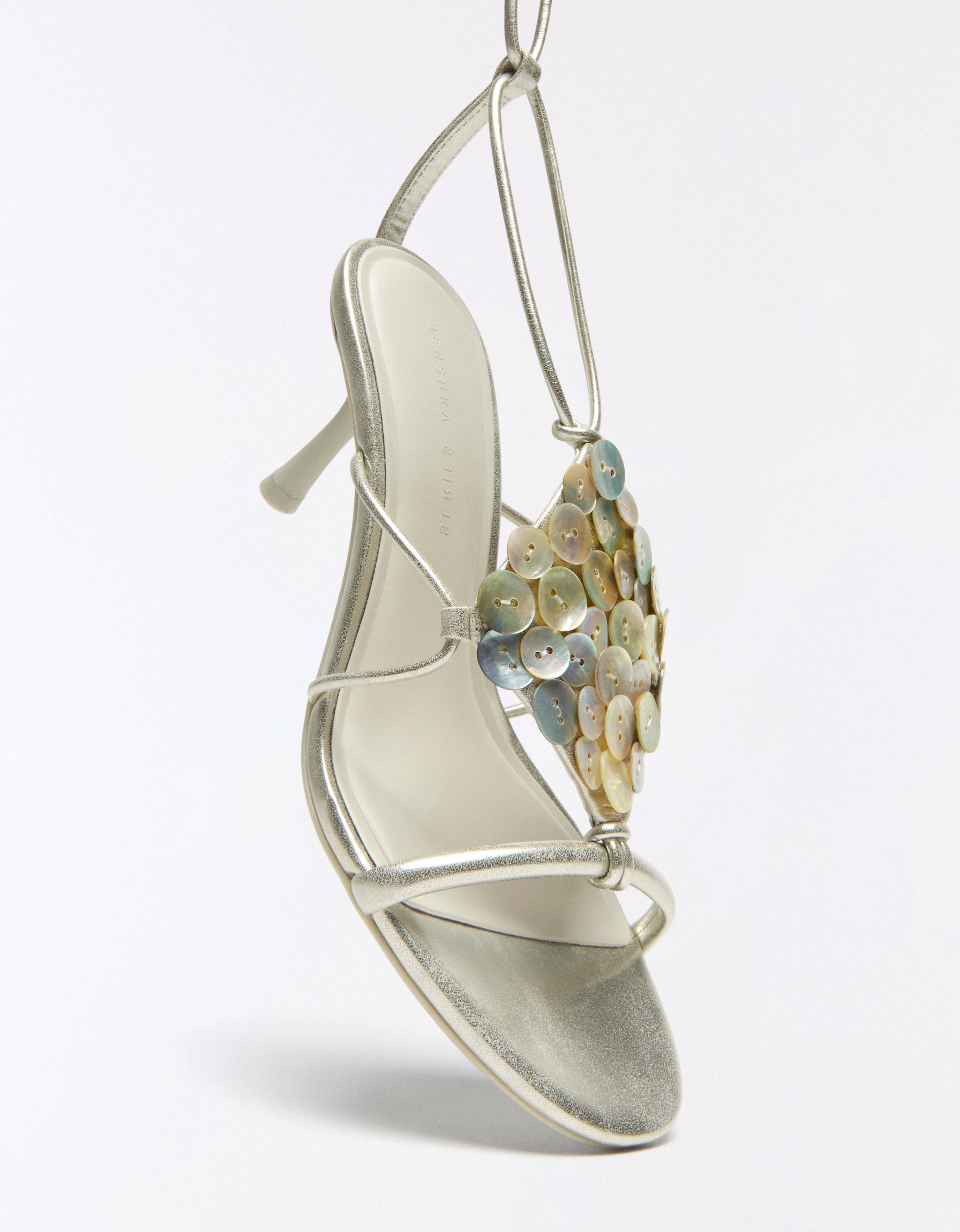 Heeled sandals with appliqués — ECRU
