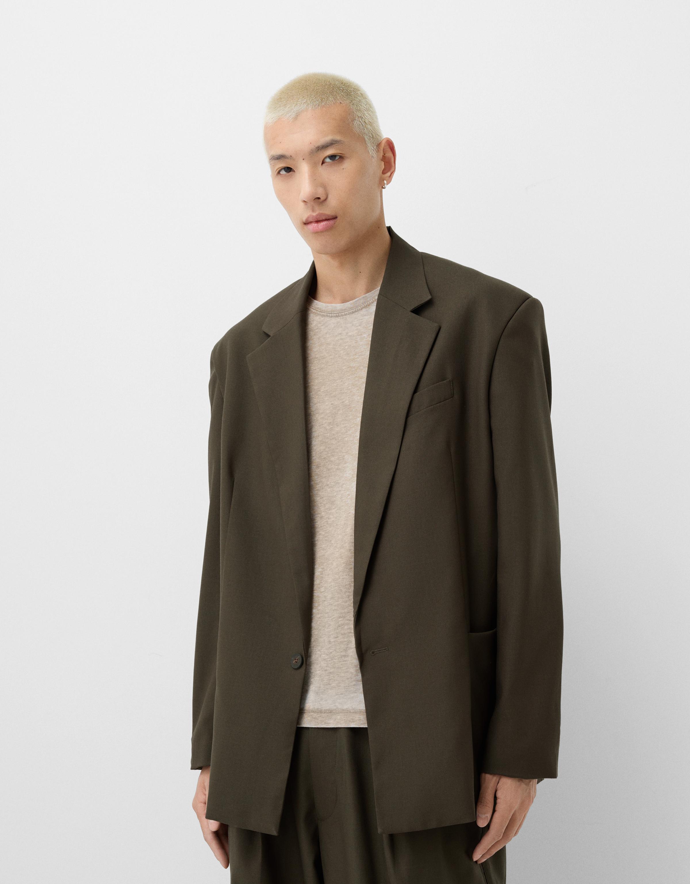 Bershka Basic-Blazer Herren L Khaki