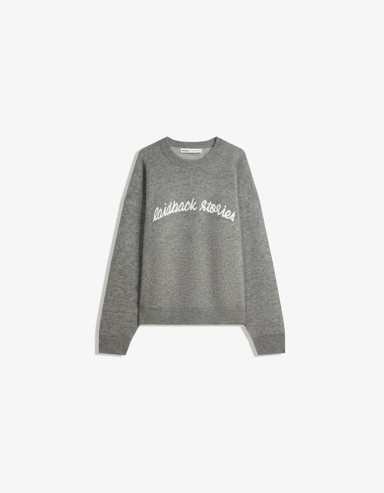 Embroidered jacquard sweater