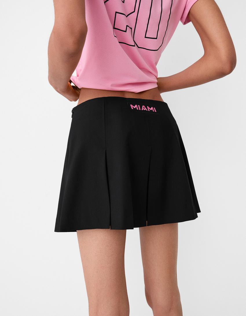Inter Miami CF mini skirt with box pleats-Black-4
