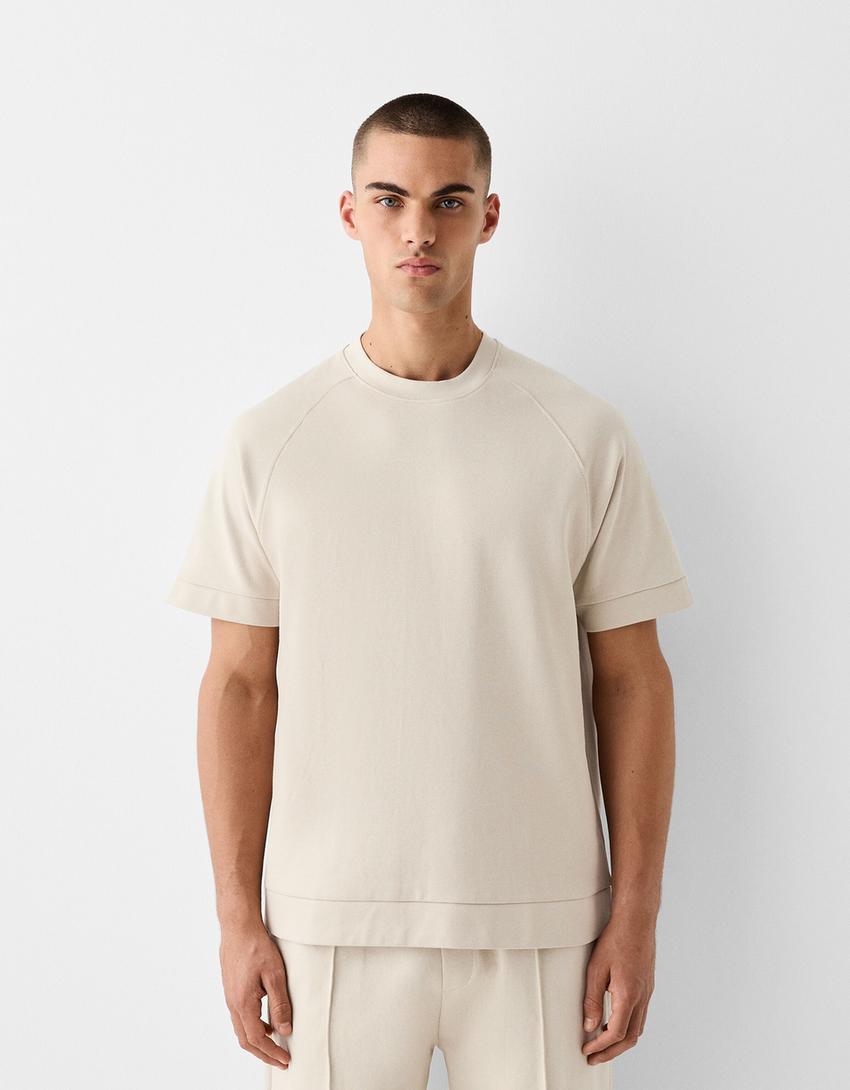 Interlock T-shirt and trousers set-Beige-1