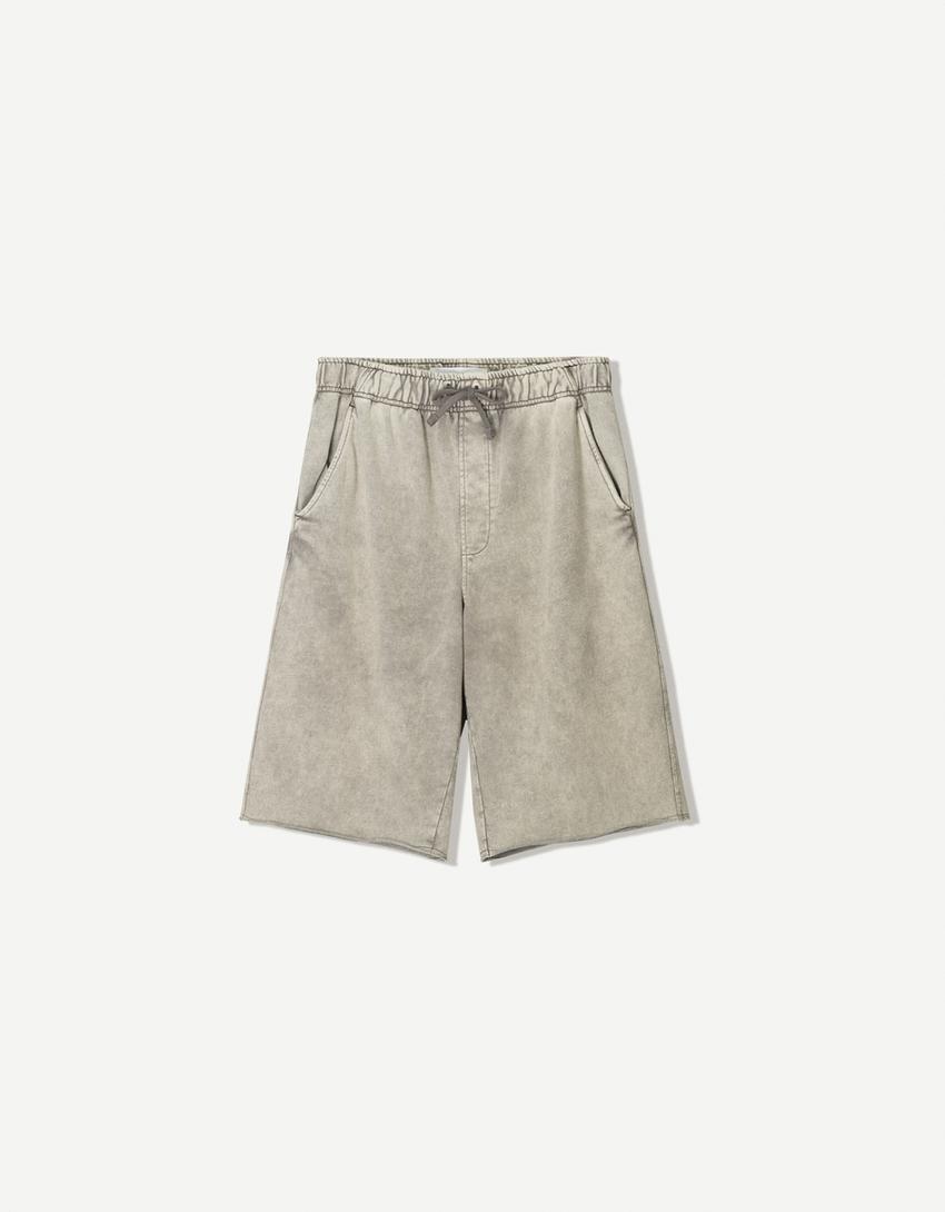 Faded-effect baggy Bermuda shorts
