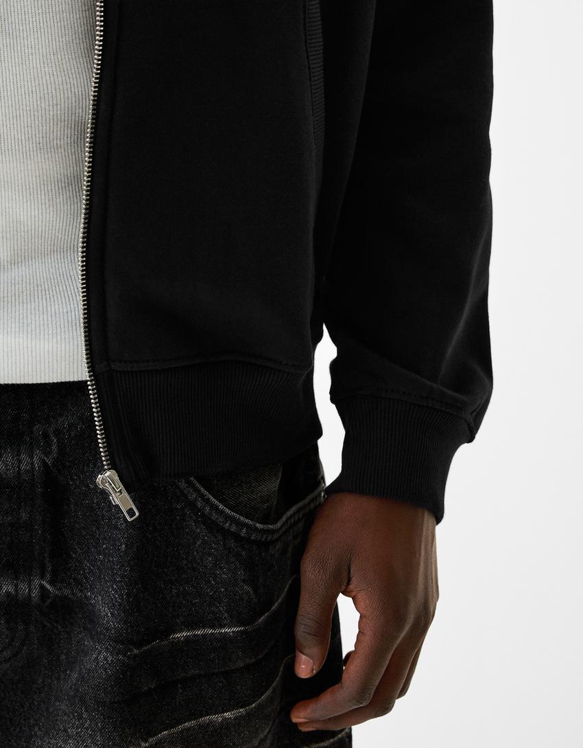 Zip-up hoodie-Black-5