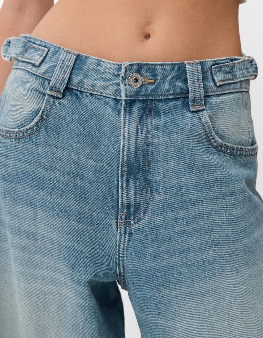 Adjustable balloon fit carpenter jeans-Light blue