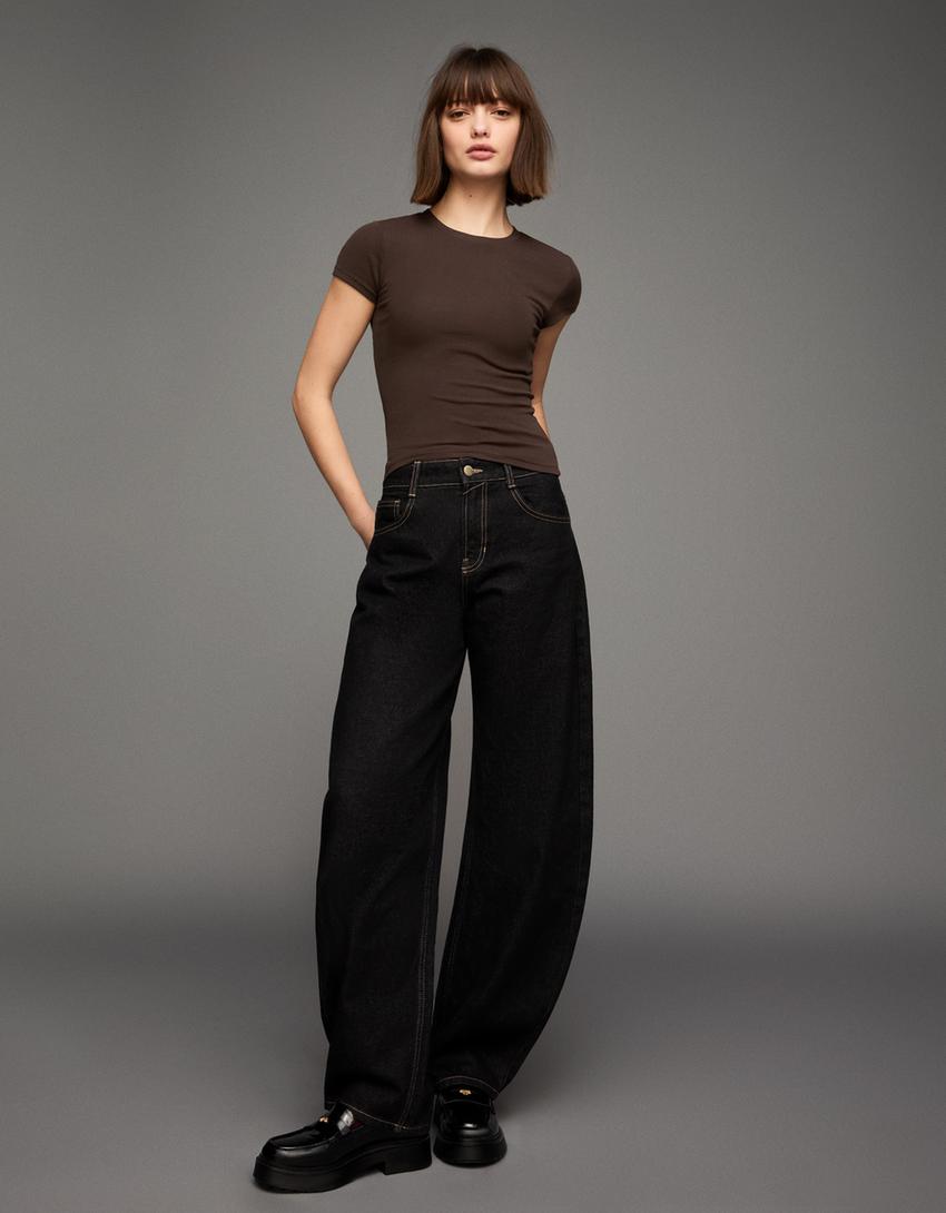 Short sleeve crew neck T-shirt-Brown